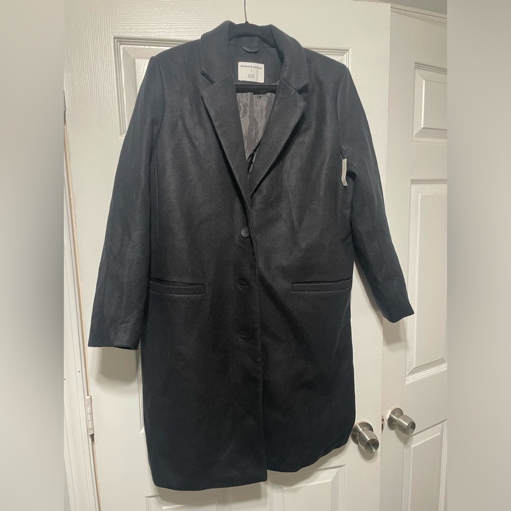 Amazon Essentials Black Pea Coat NWT